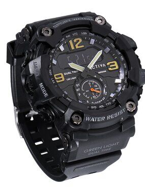 ACTIVA Black Dual Time Sport Watch for Men